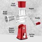 Zulay Kitchen Rotary Cheese Grater 5 Blade Cheese Shredder - Manual Hand Crank Cheese Grater With Reinforced Suction & 5 Interchangeable Drums - Easy to Use, Vegetable Chopper Round Mandoline Slicer
