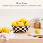 MACKENZIE-CHILDS Enamel Everyday Bowl, Serving Bowl for Entertaining, Extra-Large, Black-and-White Courtly Check, Set of 1