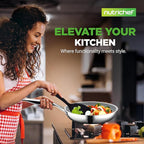 NutriChefKitchen Kitchenware Pots & Pans Set-12-Piece Set Clad Kitchen Cookware w/Steel Handles,Fry Pan Interior Coated w/Prestige Ceramic Non-Stick Coating,Stylish Kitchen Cookware,one size,NCSSX45