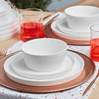 Karaca Salvare 18-Piece Bone China Dinnerware Set for 6 – Dishwasher Safe, Includes Dinner Plates, Side Plates, and Soup Bowls – Elegant White Dinner Set