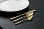 Fortessa Lucca Faceted 18/10 Stainless Steel Flatware, Tea/Coffee Spoon, 5.9", Set of 12, Brushed Gold