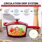 Onader 2QT Saucepan with Lid, Enameled Cast Iron Sauce Pan Pot, Small Dutch Oven Cooking Kitchen Pot, Nonstick & Heavy Duty – Red