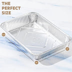 PLASTICPRO 25 Pack Aluminum Pans 12.5'' x 9" Disposable Pans with Covers Heavy Duty 4 lb Foil Pans for Baking and Cooking