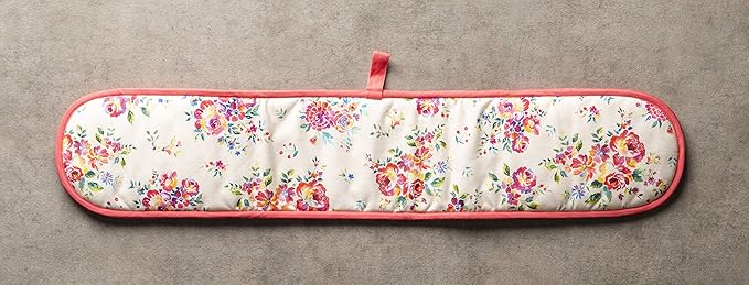 Maison d' Hermine Double Oven Mitts 100% Cotton 7"x35" Double Oven Mitt Heat Resistant BBQ Cooking Gloves with Loop, Baking, Grilling, Home, Kitchen, Handling Hot Pans Spring Summer (Rose Garden)