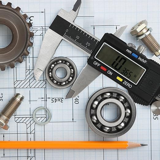 Digital Caliper Measuring Tool,with Large LCD Screen, Easy Switch Inch/MM/Fraction,6inch/150mm Stainlee Steel Caliper and 8inch/200mm Stainlee Steel Ruler for DIY/Household