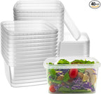 NYHI 40 Pack Square Clear Deli Containers with Lids Disposable BPA Free Square Plastic Food Storage Containers with Lids Airtight for Meal Prep Take Out Kitchen (32 oz)