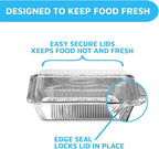 MontoPack Disposable Takeout Pans with Clear Lids | 2lb Capacity Aluminum Foil Food Containers with Strong Seal for Freshness & Spill Resistance | Eco-Friendly & Recyclable | 50-Pack 8x5.5” Drip Pans