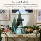 MACKENZIE-CHILDS Enamel Tea Kettle, Cute Tea Kettle for Stovetop, 2 Quarts, Penguin Parade