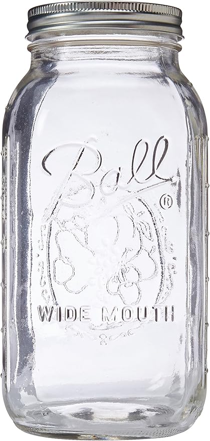 Ball Wide Mouth Glass Mason Jars with Lids and Bands, Used for Canning, Pickling, Juice, Jam, Jelly, Half Gallon Size 64 Ounce (Pack of 2)