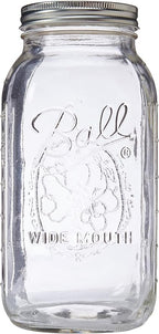 Ball Wide Mouth Glass Mason Jars with Lids and Bands, Used for Canning, Pickling, Juice, Jam, Jelly, Half Gallon Size 64 Ounce (Pack of 2)