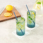 Restaurantware-Vetri 16 Ounce Tall Drinking Glasses, 6 Dishwashable Beverage Glasses - No-Lead, Elegant, Blue Glass Tumblers, Ideal For Water, Juice Beer, Cocktails, Liquor, Iced Tea, And More