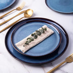 LERATIO Ceramic Dinner Plates Set of 6,10.5 Inch Reactive Glaze Porcelain Plates, Modern Shape Dinnerware Dishes Set for Kitchen,Microwave&Dishwasher&Oven Safe, Scratch Resistant-Blue