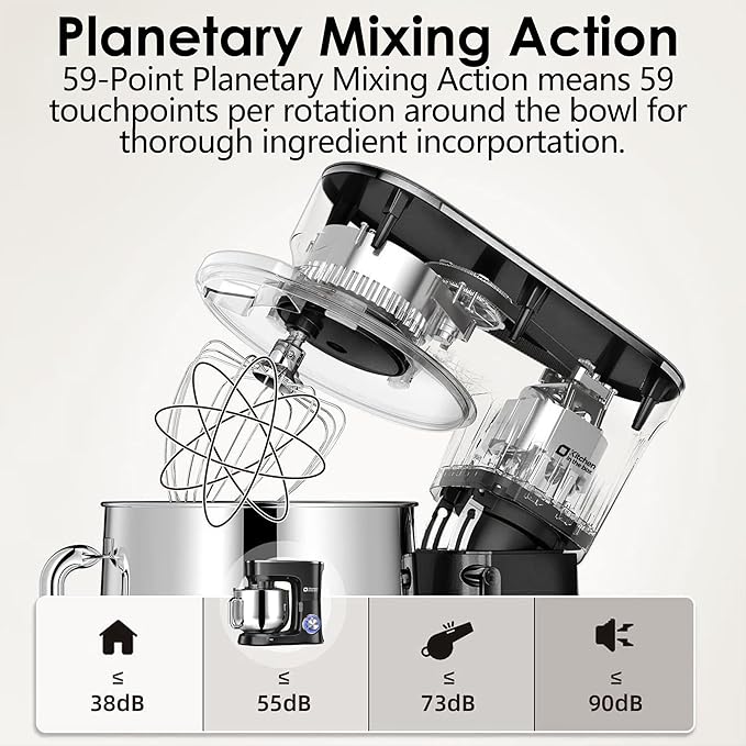 Kitchen in the Box Stand Mixer, 900W 8.5 QT Kitchen Electric Mixer, 10-Speed Large Capacity Tilt-head Food Mixer with Dough Hook, Wire Whip, Flat Beater & Splash Guard (Black)