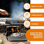 Bruntmor 3-in-1 Pre-Seasoned Cast Iron Pan with Reversible Grill Griddle Lid - 17.8"x11"x3.3" Non-Stick Multi Cooker Deep Roasting Grill Pan - Dutch Oven, Frying or Roasting Pan for Open Fire Camping