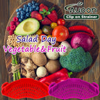 AUOON Clip On Strainer Silicone for All Pots and Pans, Pasta Strainer Clip on Food Strainer for Meat Vegetables Fruit Silicone Kitchen Colander (Purple)