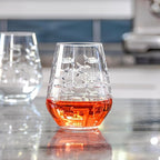 Rolf Glass | School of Fish Stemless Tumbler | Stemless Wine Glasses 18oz | Lead-Free Glass | Engraved and polished in Pennsylvania | US made (Set of 4)