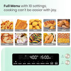 Retro Style Infrared Heating Air Fryer Toaster Oven, Extra Large Countertop Convection Oven 10-in-1 Combo, 6-Slice Toast, Enamel Baking Pan Easy Clean with Recipe Book, Green Color