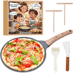 Nonstick Crepe Pan Set, 5 Piece Set Kitchen Pancake Grill Pan, 8 Inch Granite Coating Flat Skillet Tawa Dosa Tortilla Pans, Pizza Pans, Fry-Pan Compatible with All Stovetops (8 Inch)
