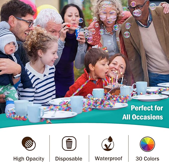 Exquisite Party Solids 12-Pack Premium Plastic Tablecloth 54in. x 108in. Rectangle Table Cover - Teal