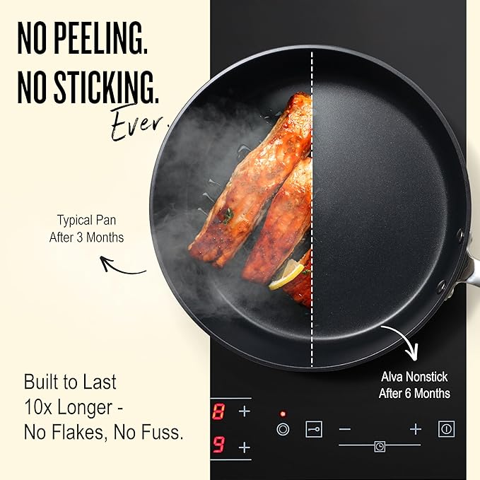 Alva Maestro 3-Piece Ceramic Nonstick Frying Pan Set (8", 9.5", 11") – PFAS/PFOA/PTFE-Free, Healthy & Toxin-Free – Induction & Oven Safe, Scratch-Resistant, Superior Heat Distribution
