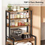 HOOBRO Bakers Rack with Power Outlet, 68.1inch Height Microwave Stand with 4 S-Shaped Hooks, 7-Tier Kitchen Storage Shelf Rack, Coffee Bar, for Kitchen, Living Room, Rustic Brown BF06HB01