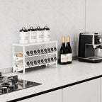 Expandable, Stackable, Adjustable Spice Rack kitchen Organizer,Metal Pantry Storage Shelves - Multi-Tier Shelf for Cabinet, Countertop, Pantries, Cupboard or Wall Mount,White