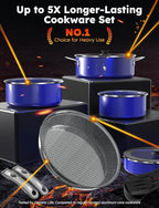 Pro DUXANO 12PC Hybrid 3-Ply Stainless Steel Skillet&Nonstick Pots and Pans Set, High Heat Sear&Fry, 2-Layer Ceramic Induction Cookware, 9H Scratch-Resistant&Anti-Warp,PFAS Free,All Cooktop/Dishwasher