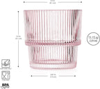 Glaver's Ribbed Drinking Glasses Set of 4, Pink Drink Glasses, Vintage Glass Cups. 11 oz Rocks Glasses, Stackable Whiskey Glasses, Modern Vintage Style, Blush