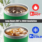 20 oz Tumbler Coffee Tavel Tumblers Bulk with Lid Stainless Steel Double Wall Vacuum Insulated Mug Powder Coated Cups fit Car Cupholder for Hot and Cold - Green, 4Pack