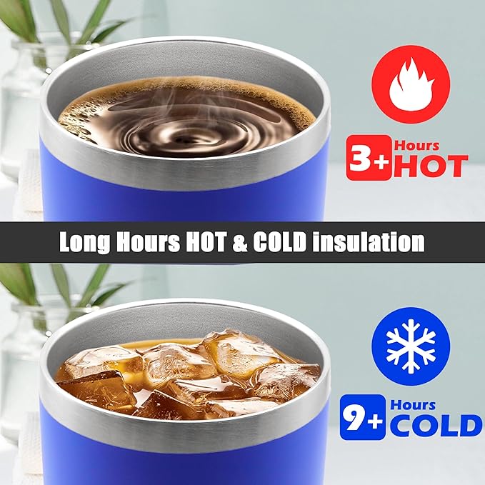 20 oz Tumbler Coffee Tavel Tumblers Bulk with Lid Stainless Steel Double Wall Vacuum Insulated Mug Powder Coated Cups fit Car Cupholder for Hot and Cold - Dark Blue, 1Pack