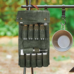 TOBWOLF Portable Spice Bag for Travel, Camping Spice Kit with 8 Jars, 2 Salt/Pepper Grinders, 1 Oil Spray, Foldable Canvas Seasoning Storage Bag, Condiment Container Set for Outdoor Picnic BBQ - Green