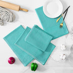 Homaxy Premium Kitchen Towels(18”x 28”, 8 Pack), Large Cotton Kitchen Hand Towels, Flat and Terry Dish Towels, 380 GSM Highly Absorbent Tea Towel Set with Hanging Loop, Teal