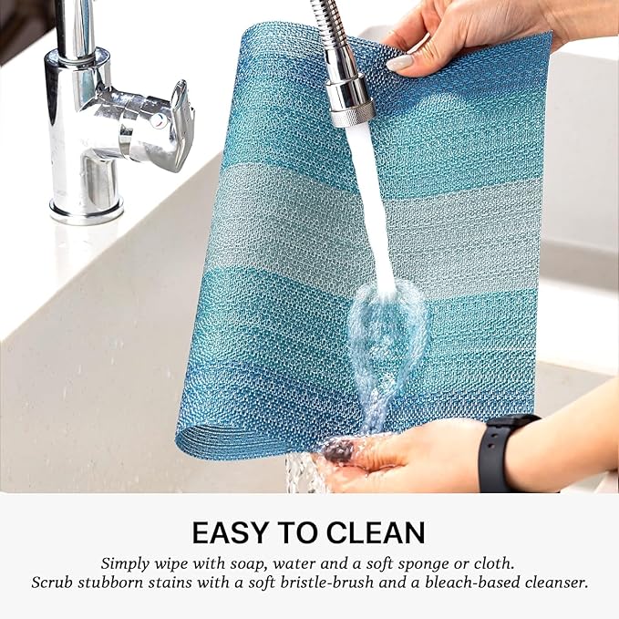 LEXMORE PlaceMats Set of 12 Vinyl/Plastic Woven Place Mats for Kitchen Table Indoor/Outdoor Washable PlaceMat Wipeable Dining Table Mats(Ocean Geode)