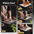 2 Packs Pure Titanium Cutting Boards for Kitchen Chopping Board with Handle Large Big Small Kitchen Meat Butcher Block 2 in 1 Titanium and Wheat Straw PP Not Wood Bamboo Plastic Silicone Grey/Beige