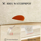 Softalker Vinyl Placemats Set of 4 - Faux Leather Heat Resistant Place Mats, 100% Waterproof Oilproof Wipe Clean Table Mats for Indoor & Outdoor Use, 17’’×12’’, Beige