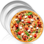 TeamFar Pizza Pan, 13.4 inch Stainless Steel Pizza Pan Set Large Pizza Oven Pans Tray for Baking Serving, Healthy & Heavy Duty, Dishwasher Safe & Easy Clean- 3 Piece
