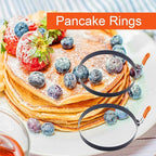 2 Packs 6" Pancake Ring for Griddle,6 Inch Non-stick Omelette Ring,Staineless Steel Psncake Mold for Griddle Egg Ring Pancake Maker with Silicone Handle