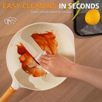 Nonstick Skillet with Lid ,10 Inch Deep Frying Pan, Toxin-Free Ceramic Frying Pan Cookware, Wabi-Sabi Style Healthy Non Toxic Cooking Pan with Helper Handle, Saute Pan Compatible with All Stovetops