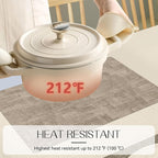 Romanstile Reversible Vinyl Placemats Set of 8, Faux Leather 100% Waterproof Oil-Proof Wipeable Place Mats, Heat Resistant Dual Sided Table Mats for Kitchen/Dining/Party (Grey Khaki, 12 x 17 Inch)