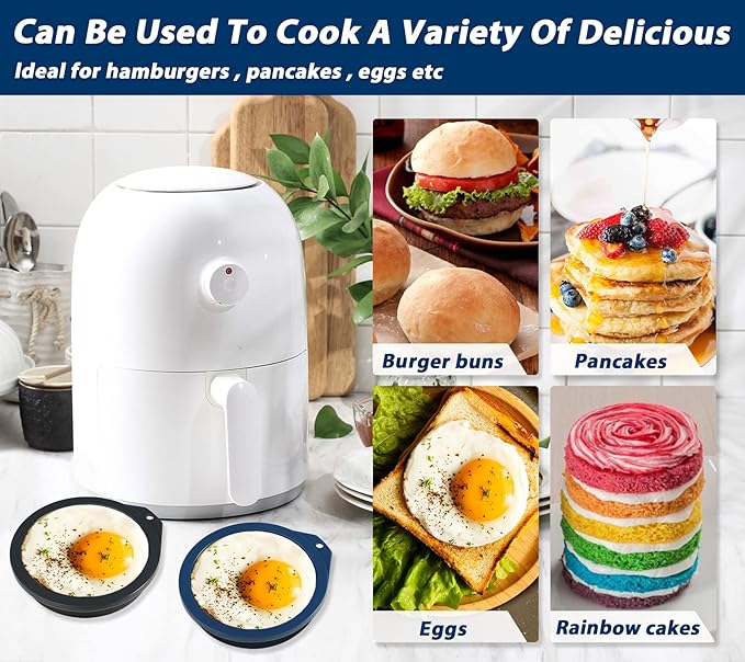 Webake 4 inch Silicone Air Fryer Egg Mold for Baking, Nonstick Microwave Egg Molds Mini Pancake, Muffin Top Pan, BPA Free Set of 6