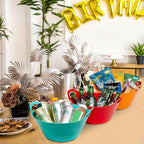 Tiawudi 2 Pack Snack Bowls (4.9L Large), Plastic Serving Bowls for Party, Large Bowls with Handles for Kitchen, Fruit, Cereal, Candy, Salad and Chip, Microwave Safe