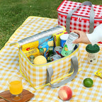 2pcs Insulated Reusable Food Picnic Bag Beach Bags, Beach Bag Cooler Bags with Zippered Top - Insulated Bag for Hot or Cold,Picnic Basket Collapsible, Outdoor Party, Camping,Festivals (B)