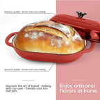 Premium Enameled Cast Iron Dutch Oven for Bread Baking | Non-Stick 5QT Oval Bread Oven with Lid | Perfect for Sourdough, Loaf, and Artisan Baking (Red, 5 QT)