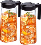 Amazing Abby - Slim - 2-Pack Tritan Pitcher (64 oz), Unbreakable Plastic Water Pitcher with Lid, BPA-Free, Heat-Resistant, Dishwasher-Safe, Great for Both Iced and Hot Drinks, Black