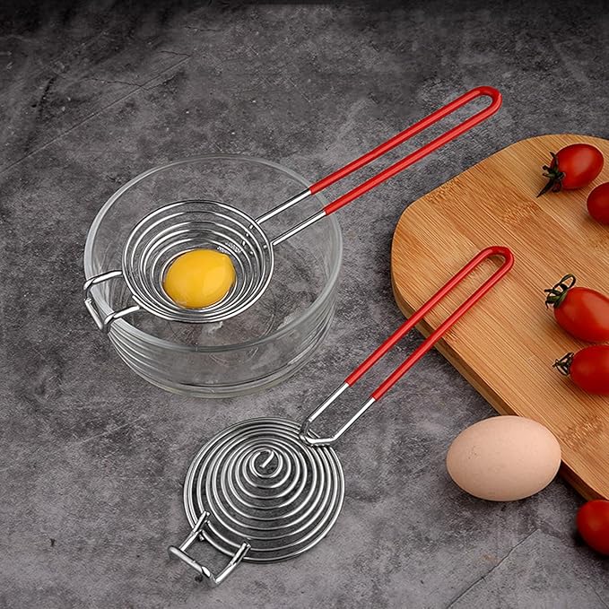 Egg Separator Long Handle Egg White Separator Stainless Steel Egg Yolk Divider Filter Kitchen Utility Gadget Cooking Baking Tools （2 Pack ）