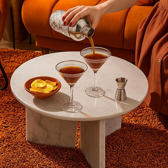 VEMACITY - Silver Luxury Home Mixology Cocktail Shaker Set with Silver Accessories - Glass Shaker with Built-In Strainer, 2 Ribbed Espresso Martini Glasses & Bar Tools - Gift Sets, Wedding Gift