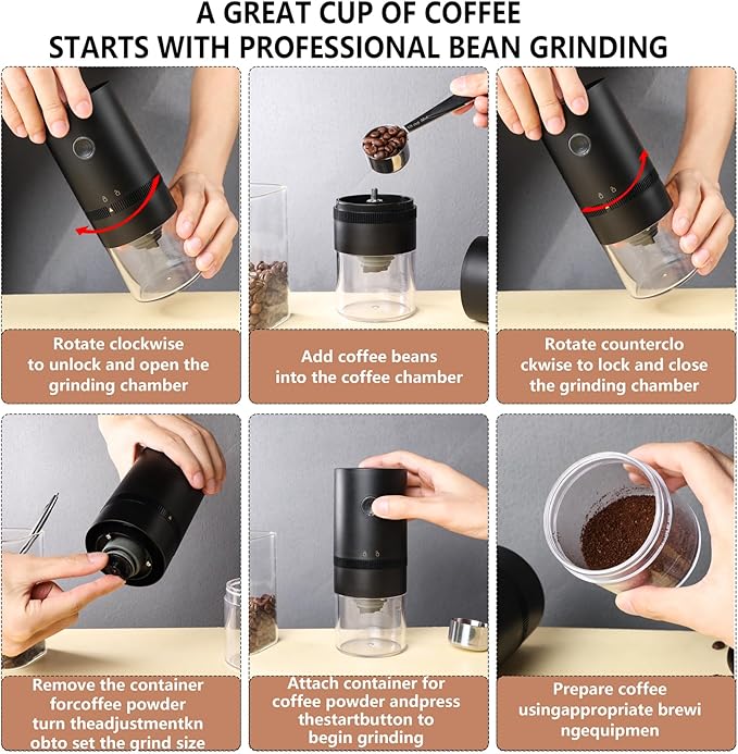 Portable Burr Coffee Grinder Small - Coffee Bean Grinder Electric with Multi Grind Settings for French Press, Cold Brew, Moka Pot, Pour-Over, Espresso Machine