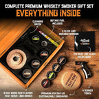 Custom Whiskey Cocktail Smoker Kit with Torch & Wood Chips - Premium Set, USA Oak Smoker - Old Fashioned Cocktail Kit for Whiskey Lovers - Bourbon Gifts for Men - Gift from Wife, Daughter, Son