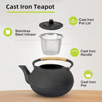 suyika Japanese Tetsubin Cast Iron Teapot Tea Kettle pot with Stainless Steel Infuser for Stovetop Safe Coated with Enameled Interior 30 oz/900 ml