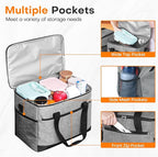 Collapsible Cooler Bags Insulated, 48 Cans Soft Cooler with Front Zipper Pocket & Shoulder Strap, Portable Leakproof Soft Sided Coolers for Camping/Beach/Picnic/Travel - Grey